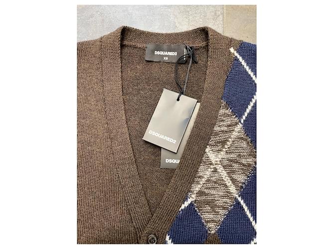 Dsquared2 Cardigan Wolle Braun Rot Blau - Ansicht 2