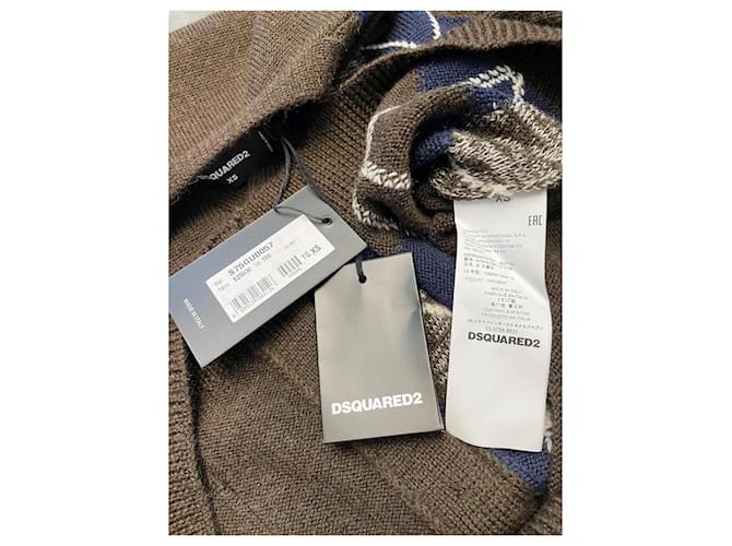 Dsquared2 Cardigan Wolle Braun Rot Blau - Ansicht 3