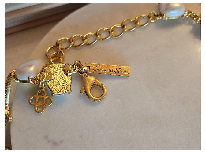 Collana vintage a forma di libellula Oscar de la Renta rara Bianco Giallo Gold hardware - vista 6