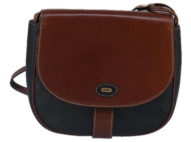 BALLY Borsa a Spalla in Pelle Nera e Marrone Auth ti2367 Nero - vista 13
