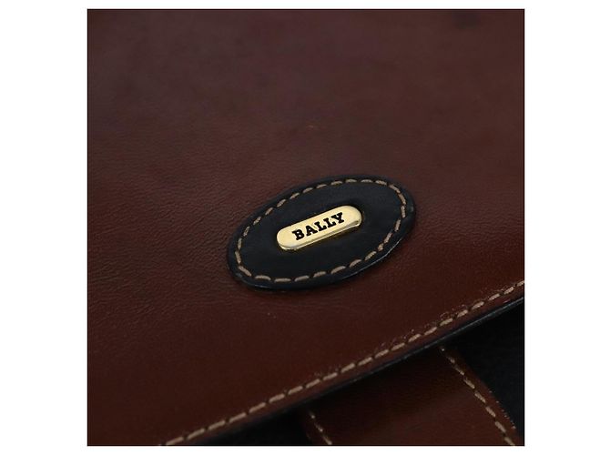 BALLY Borsa a Spalla in Pelle Nera e Marrone Auth ti2367 Nero - vista 17