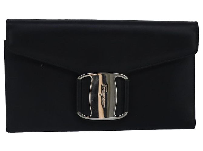 Portafoglio in pelle nera Salvatore Ferragamo Auth bs20080 Nero - vista 13
