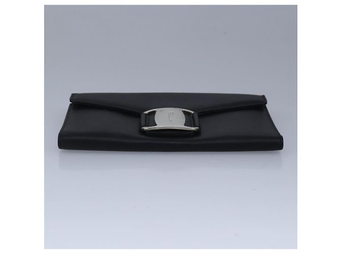 Portafoglio in pelle nera Salvatore Ferragamo Auth bs20080 Nero - vista 6