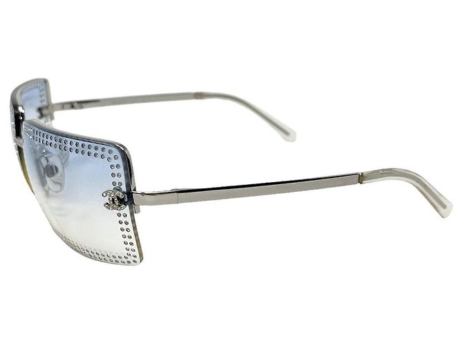 Gafas de sol Chanel CC Logo con strass azul plateado 4105-B Plata - vista 2