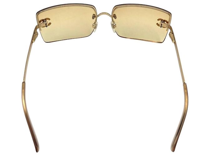 Gafas de sol Chanel CC Logo con strass marrón amarillo con tinte dorado Castaño - vista 6