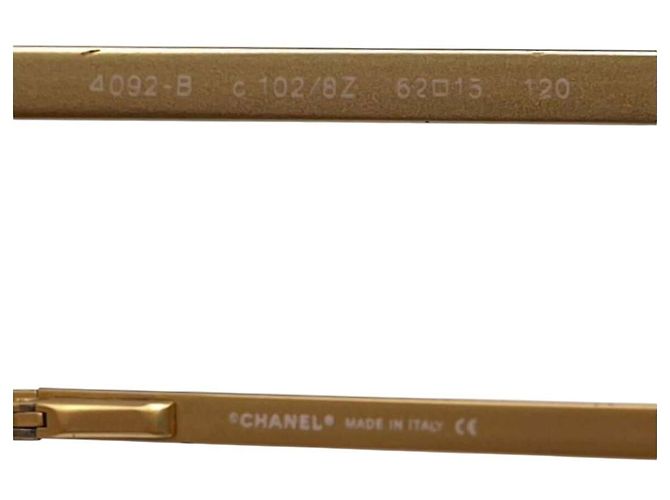 Gafas de sol Chanel CC Logo con strass marrón amarillo con tinte dorado Castaño - vista 7