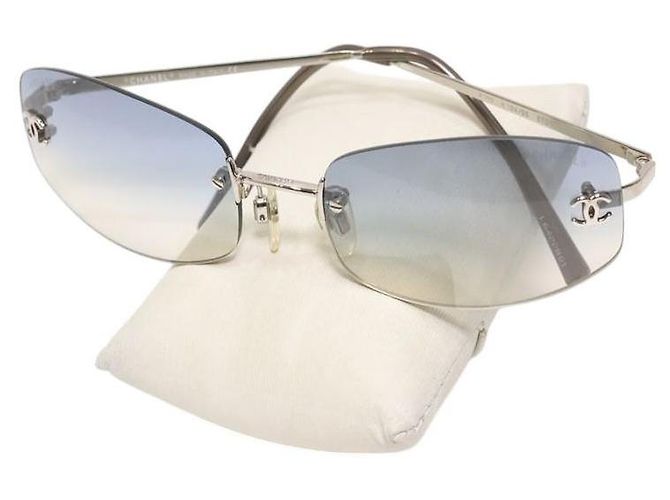Chanel Silber Hellblau Ombre Randlose Sonnenbrille 4002 - Ansicht 2