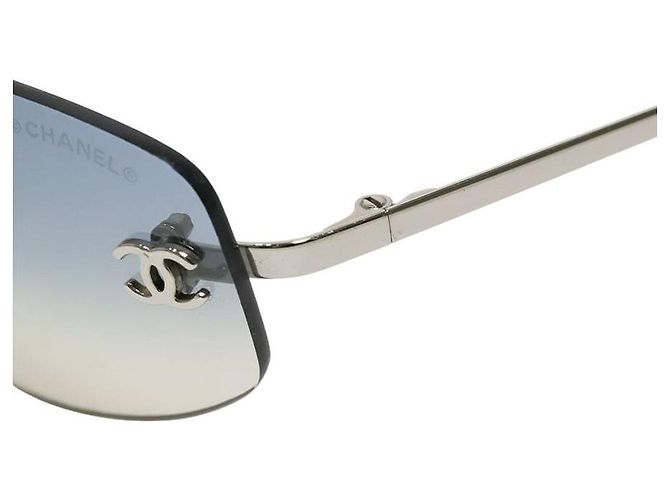Chanel Silber Hellblau Ombre Randlose Sonnenbrille 4002 - Ansicht 3