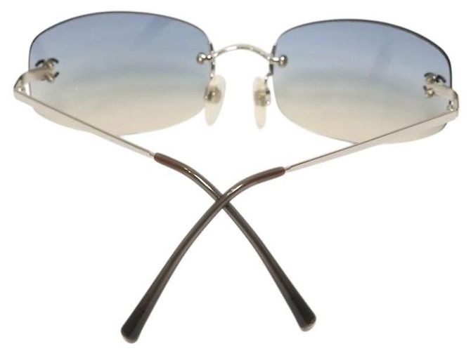 Chanel Silber Hellblau Ombre Randlose Sonnenbrille 4002 - Ansicht 4