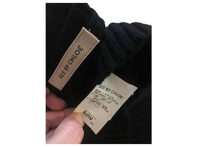 See by Chloé Kleid aus Wolle Schwarz - Ansicht 5