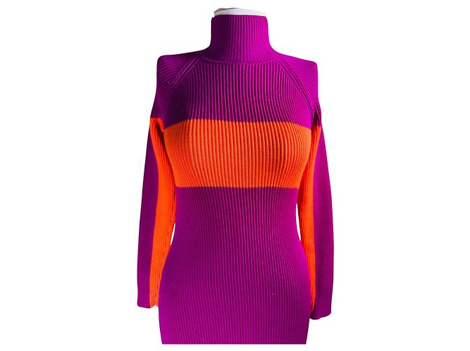 Dirk Bikkenbergs Vestido Dirk Bikkembergs de lã roxo e laranja S - vista 2