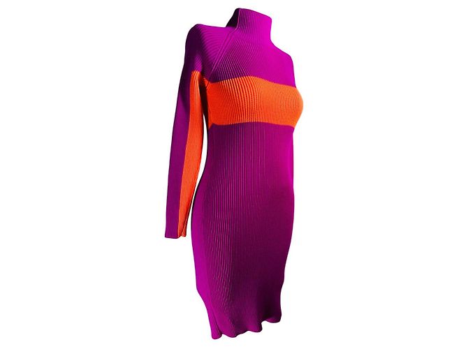 Dirk Bikkenbergs Vestido Dirk Bikkembergs de lã roxo e laranja S - vista 3