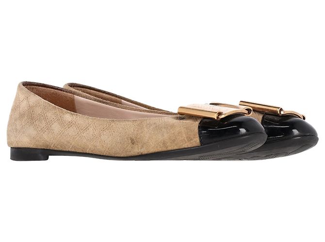 Salvatore Ferragamo Bailarinas de punta cap Ferragamo en ante marrón Castaño Roja - vista 4