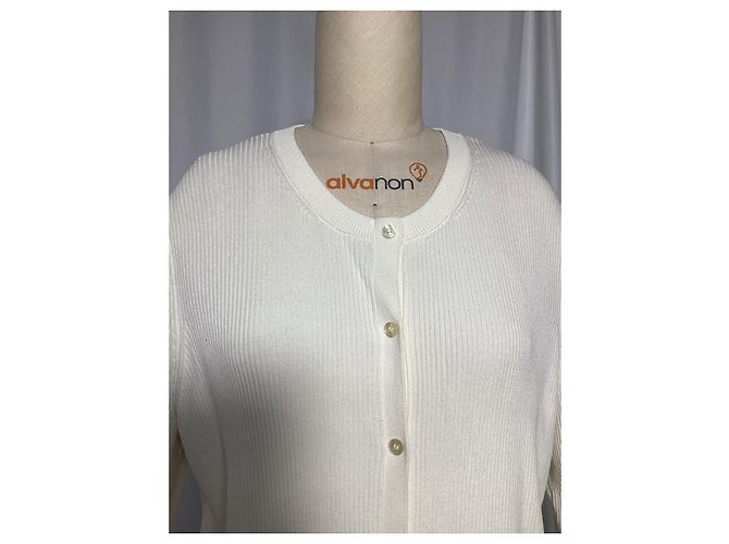 Hugo Boss Cardigã canelado Boss em viscose branca Branco Cru - vista 10