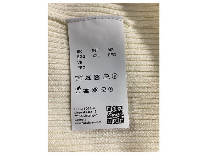 Hugo Boss Cardigã canelado Boss em viscose branca Branco Cru - vista 12