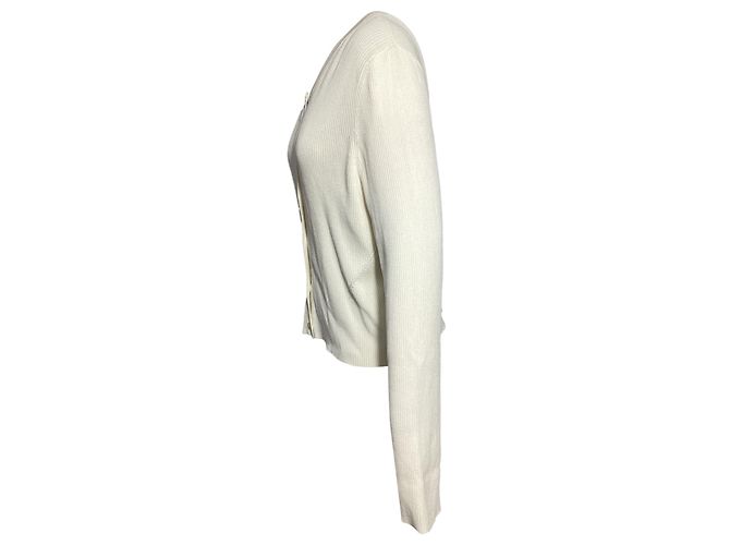 Hugo Boss Cardigã canelado Boss em viscose branca Branco Cru - vista 2