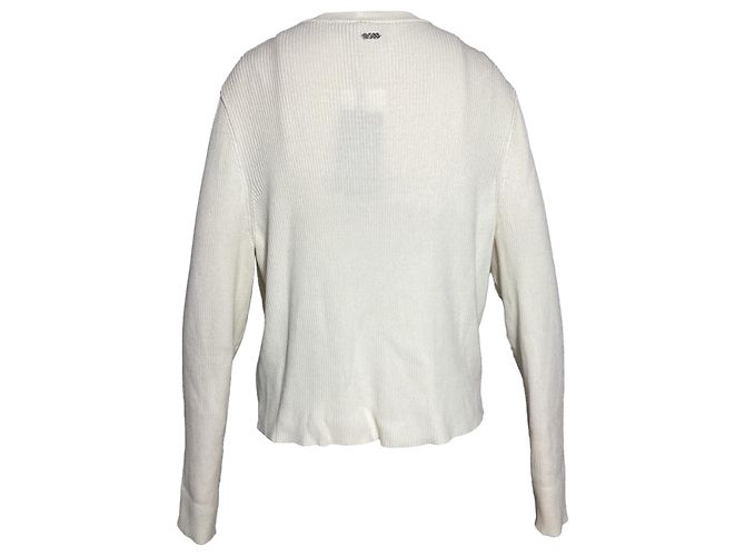 Hugo Boss Cardigã canelado Boss em viscose branca Branco Cru - vista 3
