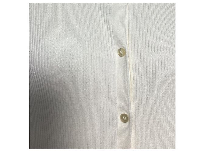 Hugo Boss Cardigã canelado Boss em viscose branca Branco Cru - vista 4