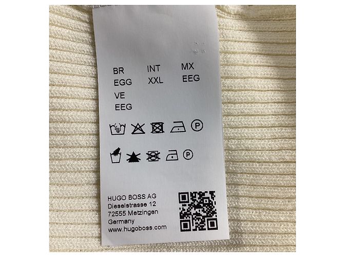 Hugo Boss Cardigã canelado Boss em viscose branca Branco Cru - vista 6