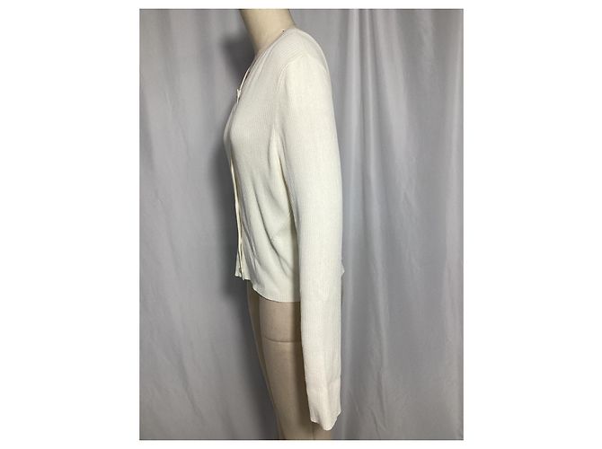 Hugo Boss Cardigã canelado Boss em viscose branca Branco Cru - vista 8