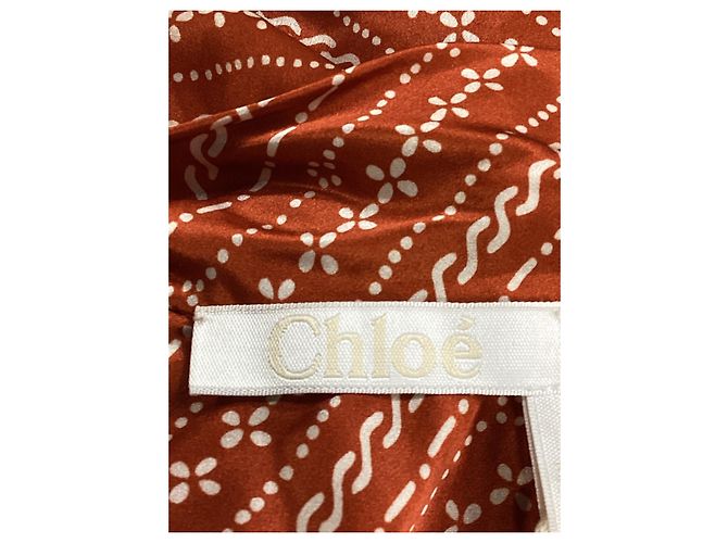 Blusa Chloé con fiocco in seta marrone Rosso - vista 11