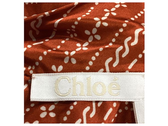 Blusa Chloé con fiocco in seta marrone Rosso - vista 5