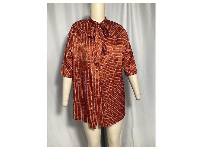 Blusa Chloé con fiocco in seta marrone Rosso - vista 7