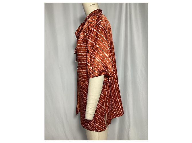 Blusa Chloé con fiocco in seta marrone Rosso - vista 8