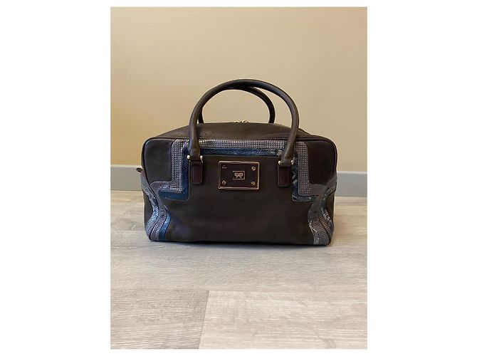 Borsa Anya Hindmarch in pelle marrone argento blu - vista 7