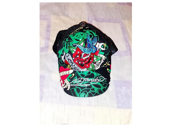 Autre Marque Cappellino da baseball Don Ed Hardy di Christian Audigier Nero Rosso Verde - view 6