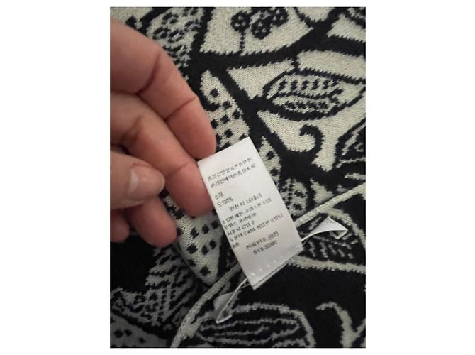 Sciarpa Dior Toile de Jouy in lana nero bianco - vista 11