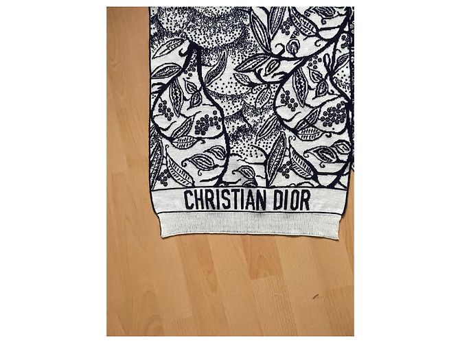 Sciarpa Dior Toile de Jouy in lana nero bianco - vista 3