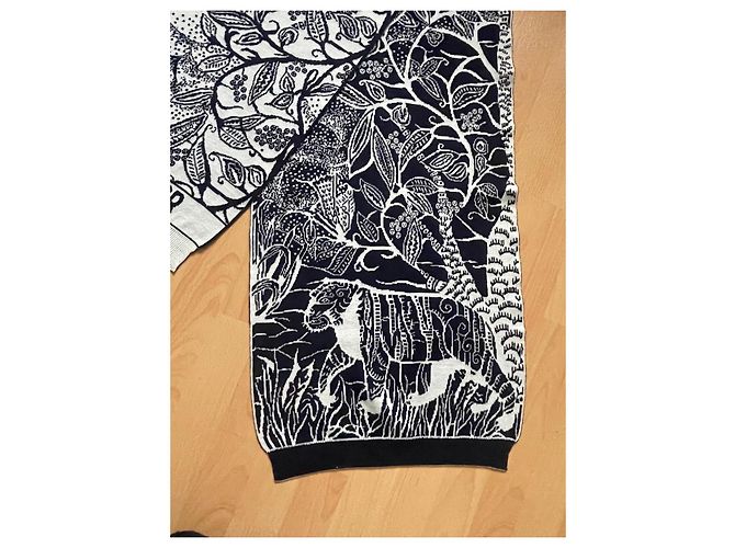 Sciarpa Dior Toile de Jouy in lana nero bianco - vista 4