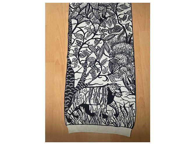 Sciarpa Dior Toile de Jouy in lana nero bianco - vista 5