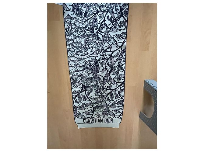 Sciarpa Dior Toile de Jouy in lana nero bianco - vista 7