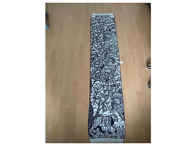 Sciarpa Dior Toile de Jouy in lana nero bianco - vista 8