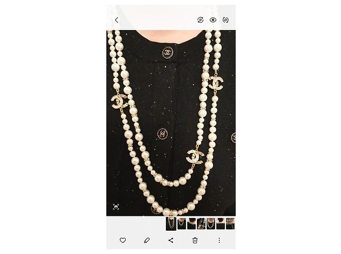 Coco Crush Chanel 2021 Pre-Fall Collana di Perle di Cristallo Dorato Gold hardware - vista 15