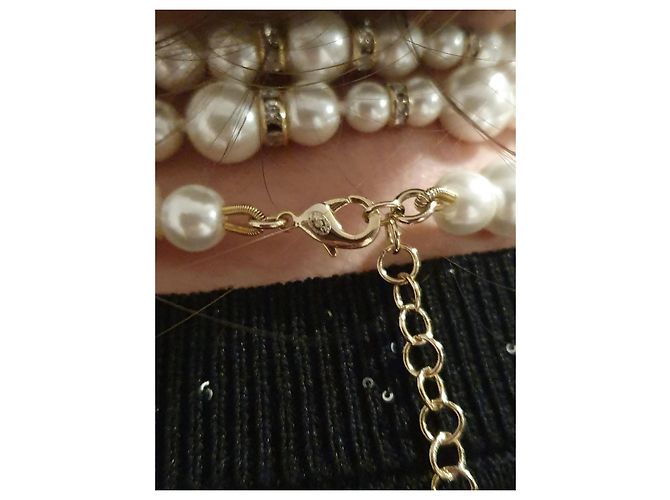 Coco Crush Chanel 2021 Pre-Fall Collana di Perle di Cristallo Dorato Gold hardware - vista 17