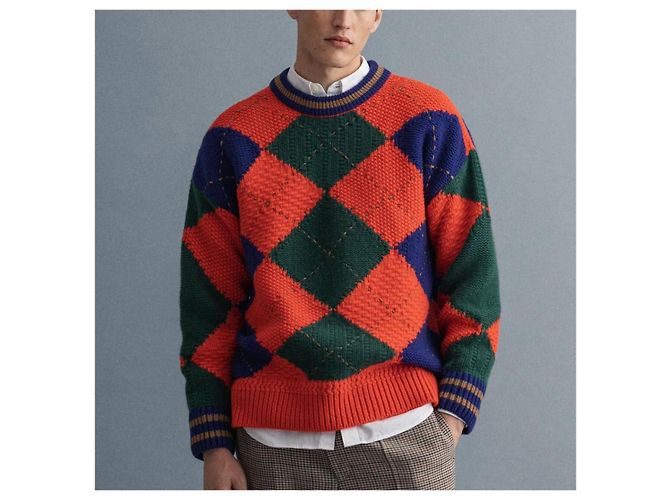 Autre Marque Gant Bold Argyle Crew Neck Oversized Sweater Wool Multiple colors - view 2