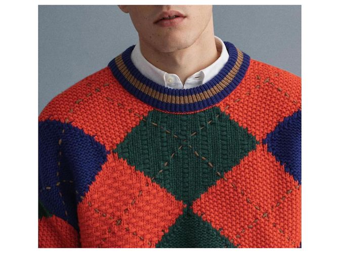 Autre Marque Gant Bold Argyle Crew Neck Oversized Sweater Wool Multiple colors - view 3