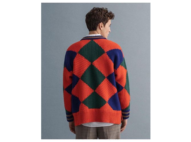 Autre Marque Gant Bold Argyle Crew Neck Oversized Sweater Wool Multiple colors - view 4