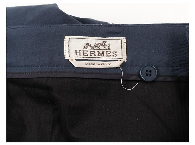 Hermès Calças de lã e algodão Hermes Azul marinho - vista 3