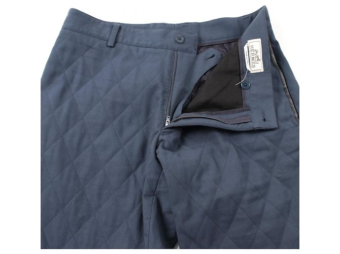 Hermès Calças de lã e algodão Hermes Azul marinho - vista 5