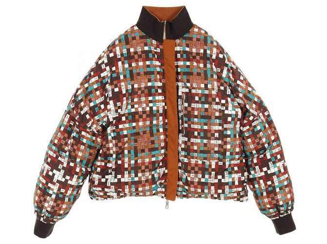 Hermès Hermes Bolduc Karomuster Polyester Daunenjacke - Ansicht 3