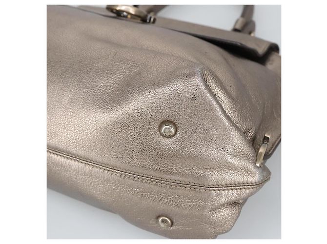 Borsa a mano in pelle Gancini di Salvatore Ferragamo 2way Argento Auth bs20081 - vista 10