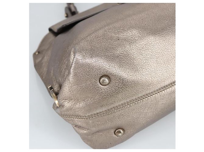 Borsa a mano in pelle Gancini di Salvatore Ferragamo 2way Argento Auth bs20081 - vista 14