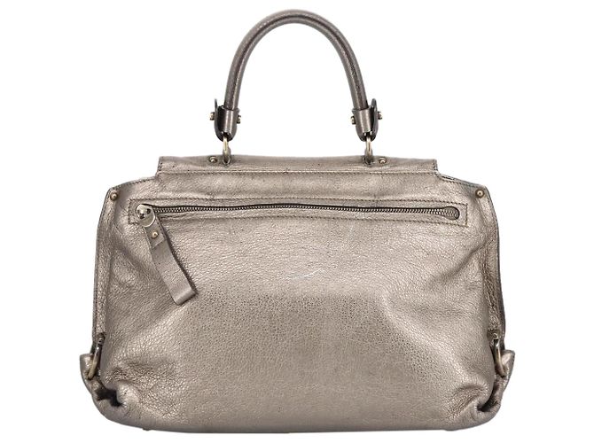 Borsa a mano in pelle Gancini di Salvatore Ferragamo 2way Argento Auth bs20081 - vista 2