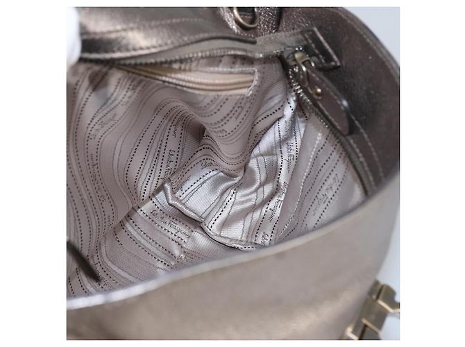 Borsa a mano in pelle Gancini di Salvatore Ferragamo 2way Argento Auth bs20081 - vista 21