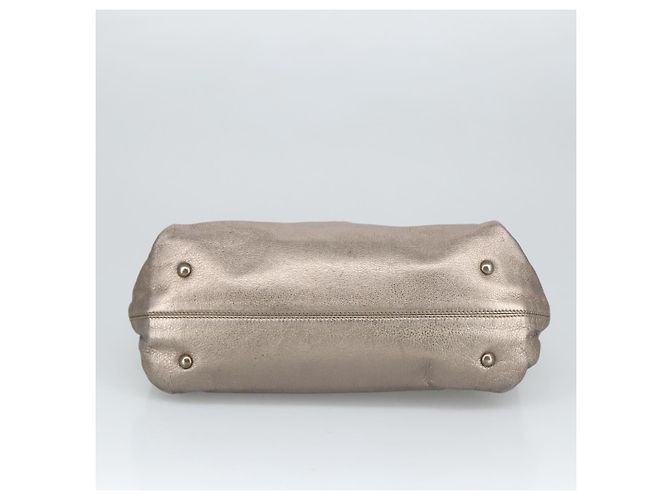 Borsa a mano in pelle Gancini di Salvatore Ferragamo 2way Argento Auth bs20081 - vista 5