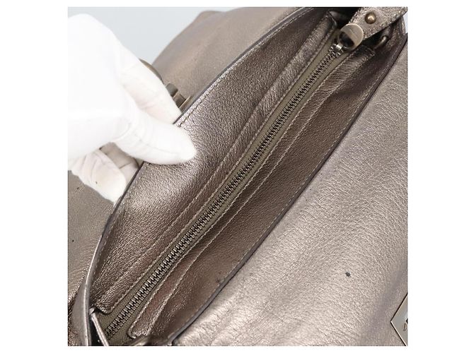 Borsa a mano in pelle Gancini di Salvatore Ferragamo 2way Argento Auth bs20081 - vista 7
